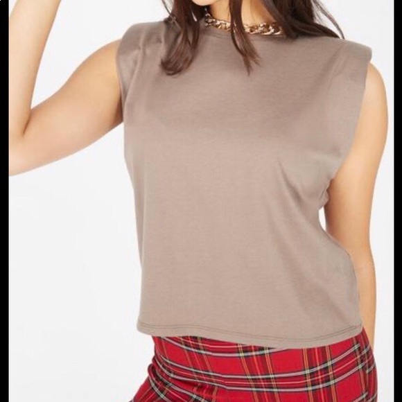 Sirens Taupe Power Shoulder Tank (Size S) - Picture 2 of 2